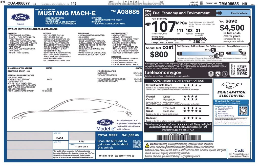 New 2026 Star White Metallic Tri-coat Ford Select image 2
