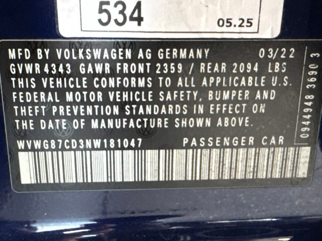 Used 2022 Blue Volkswagen 2.0T S image 19