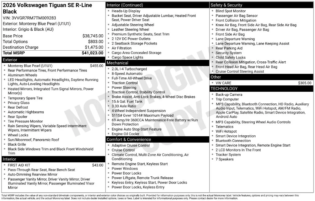 Used 2026 Blue Volkswagen SE R-Line Black image 6
