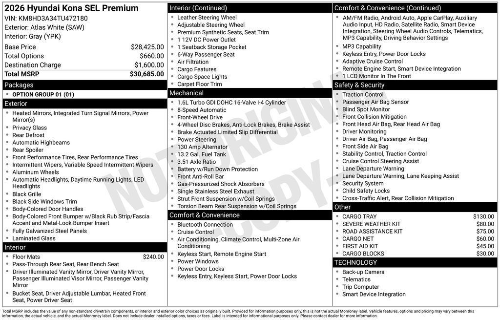 New 2026 White Hyundai SEL Premium FWD image 21