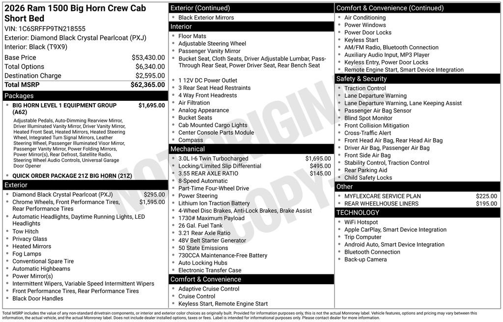 New 2026 Diamond Black Crystal Pearl-Coat Exterior Paint RAM Big Horn/Lone Star image 5