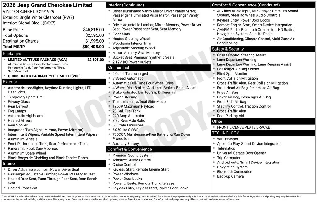 New 2026 Bright White Clear-Coat Exterior Paint Jeep Limited image 33