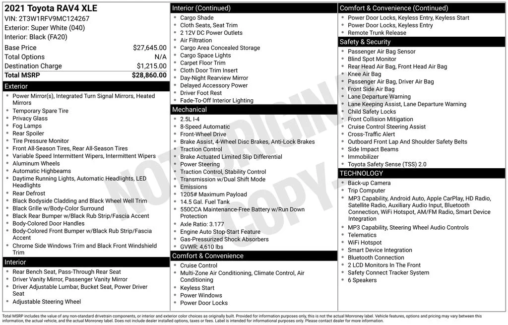 Used 2021 White Toyota XLE image 29