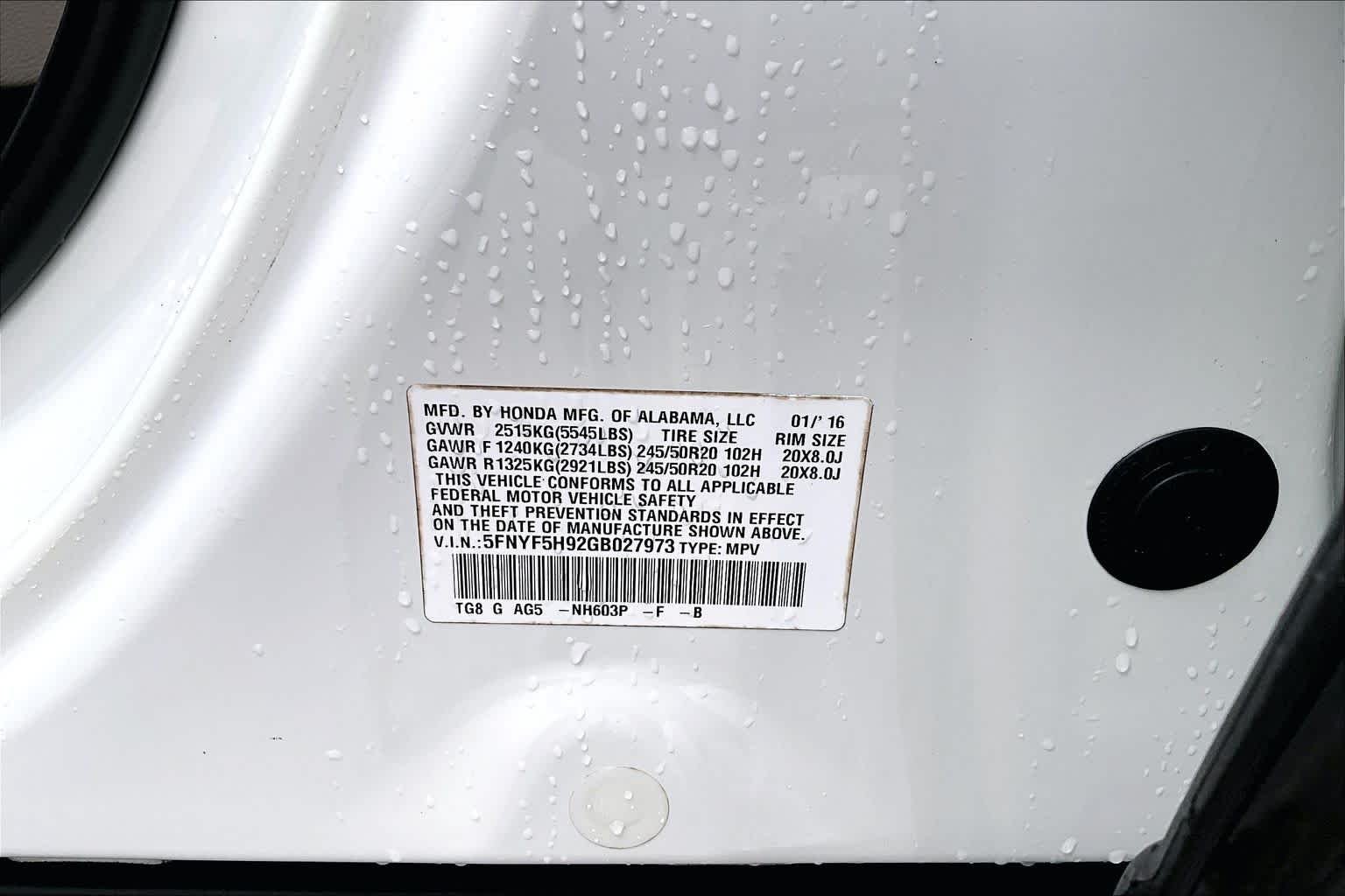 Used 2016 White Diamond Pearl Honda Touring image 37