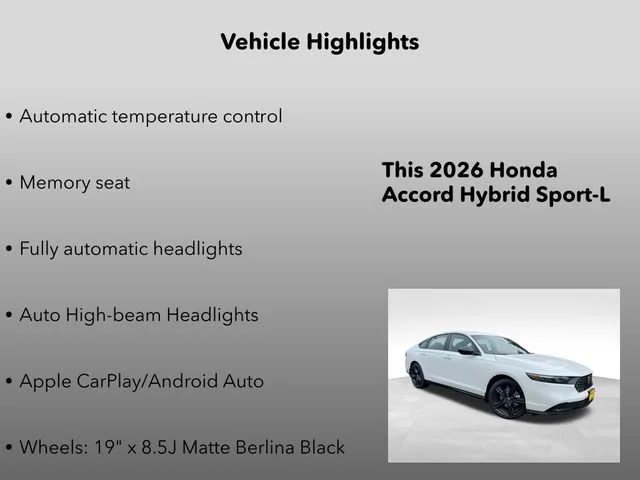 New 2026 Platinum White Honda Sport-L image 5