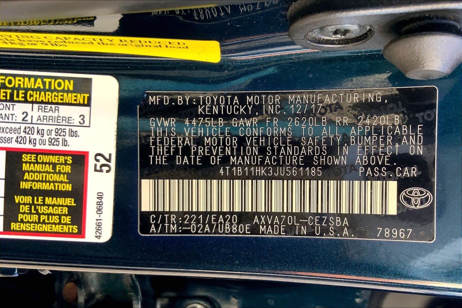 Used 2018 Galactic Aqua Mica Toyota SE image 36