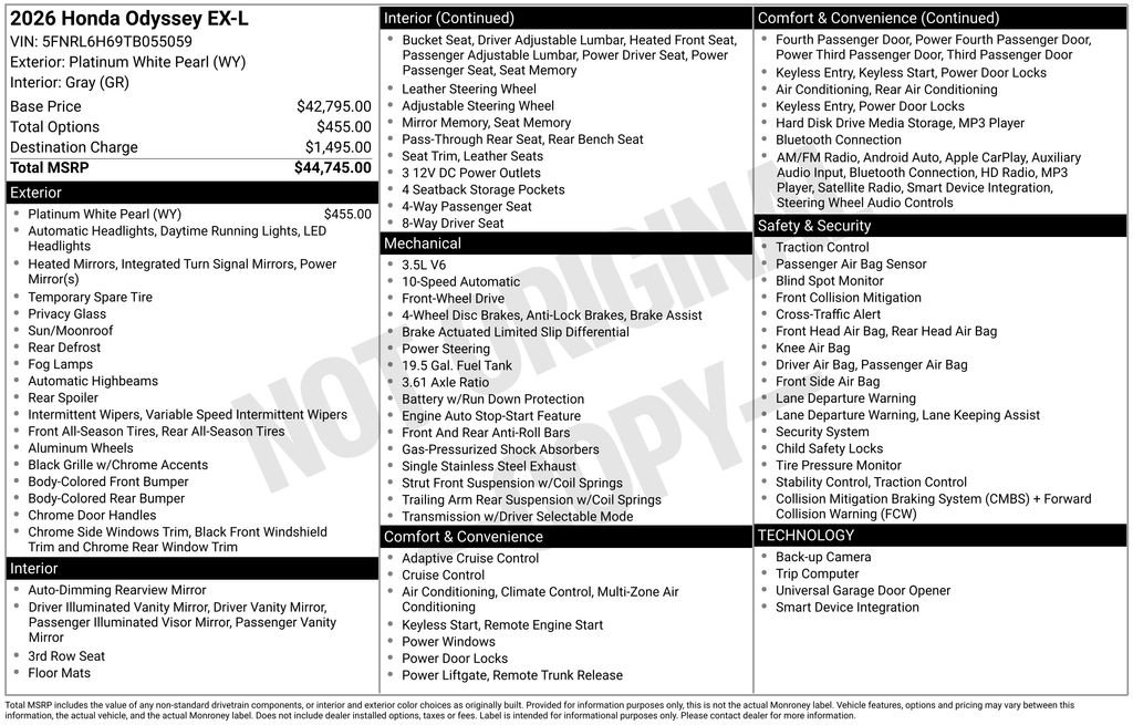 2026 Honda Odyssey EX-L - Photo 18
