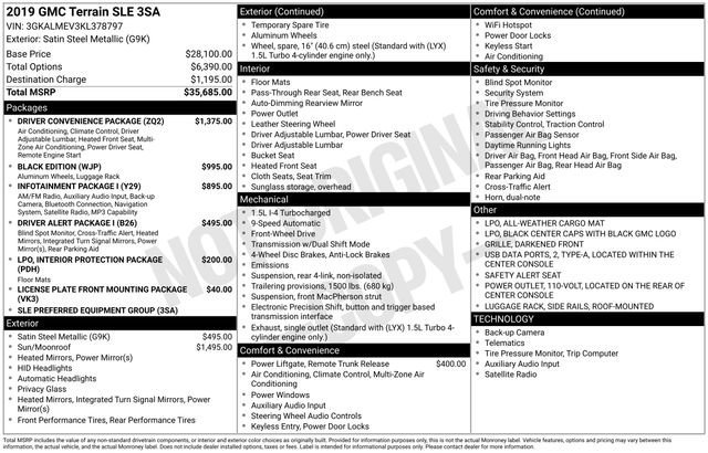 Used 2019 SATIN STEEL METALLIC GMC SLE image 7