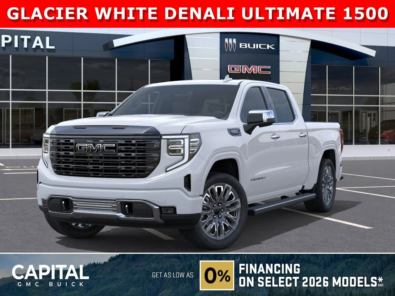 New 2026 GLACIER WHITE TRICOAT GMC Denali Ultimate image 1