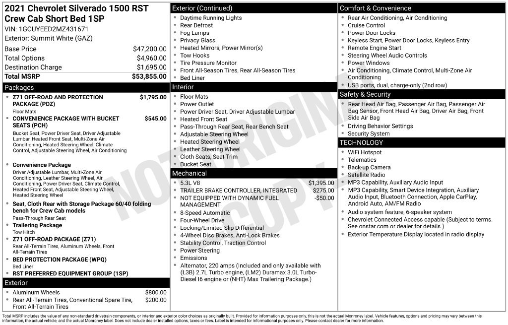 Used 2021 White Chevrolet RST image 2