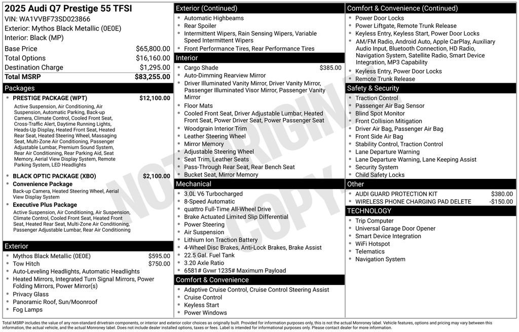 Used 2025 Black Metallic Audi 55 Prestige image 1
