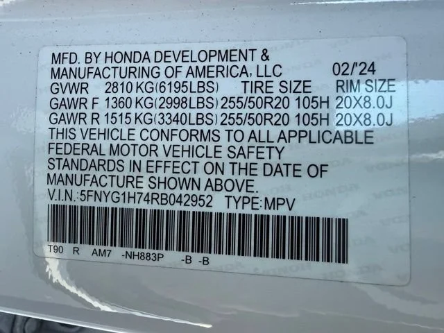 Used 2024 Platinum White Pearl Honda Touring image 10