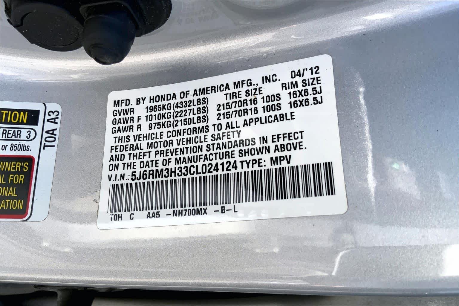 Used 2012 Alabaster Silver Metallic Honda LX image 30
