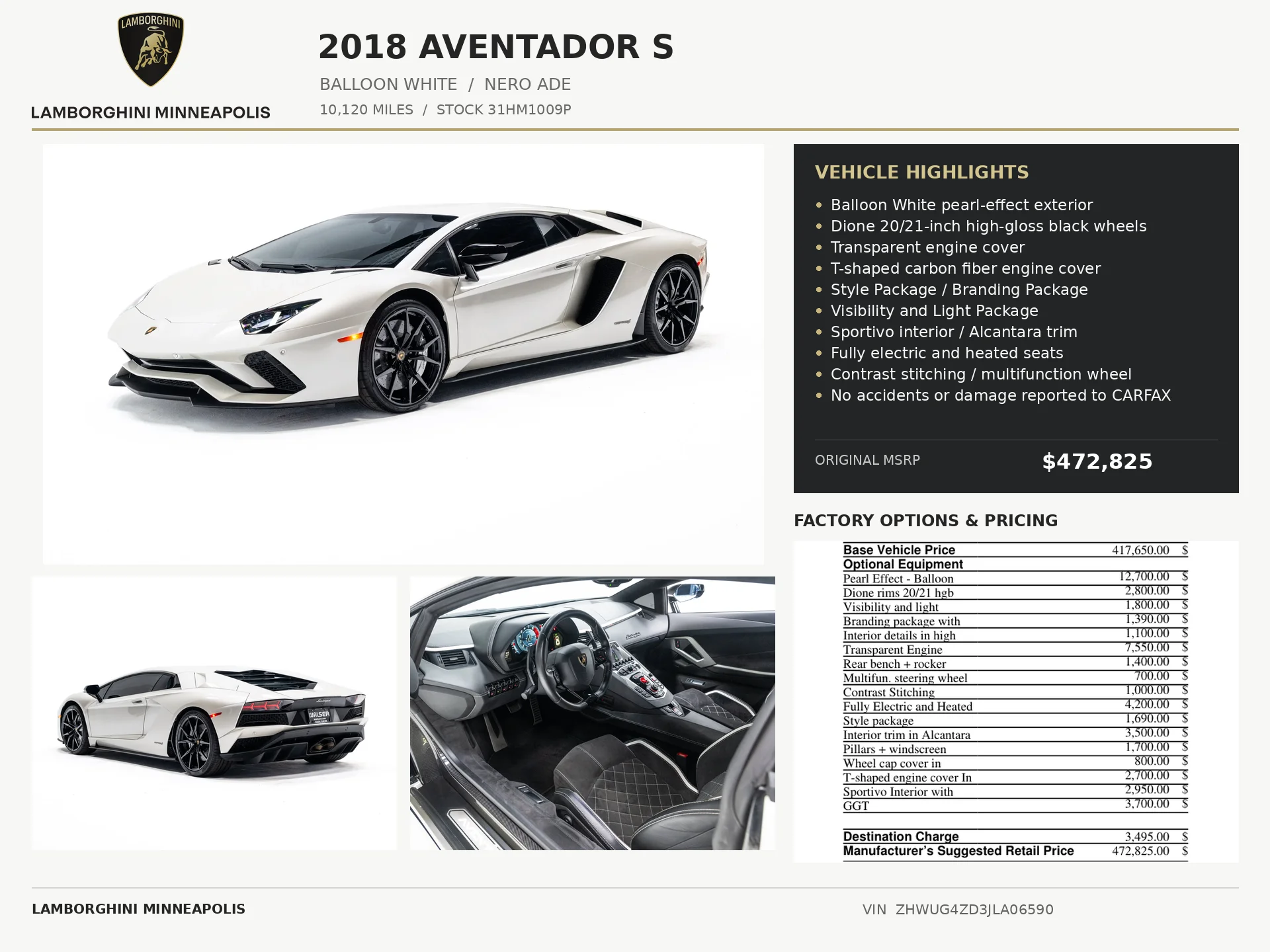 Used 2018 Bianco Isis Lamborghini  image 2