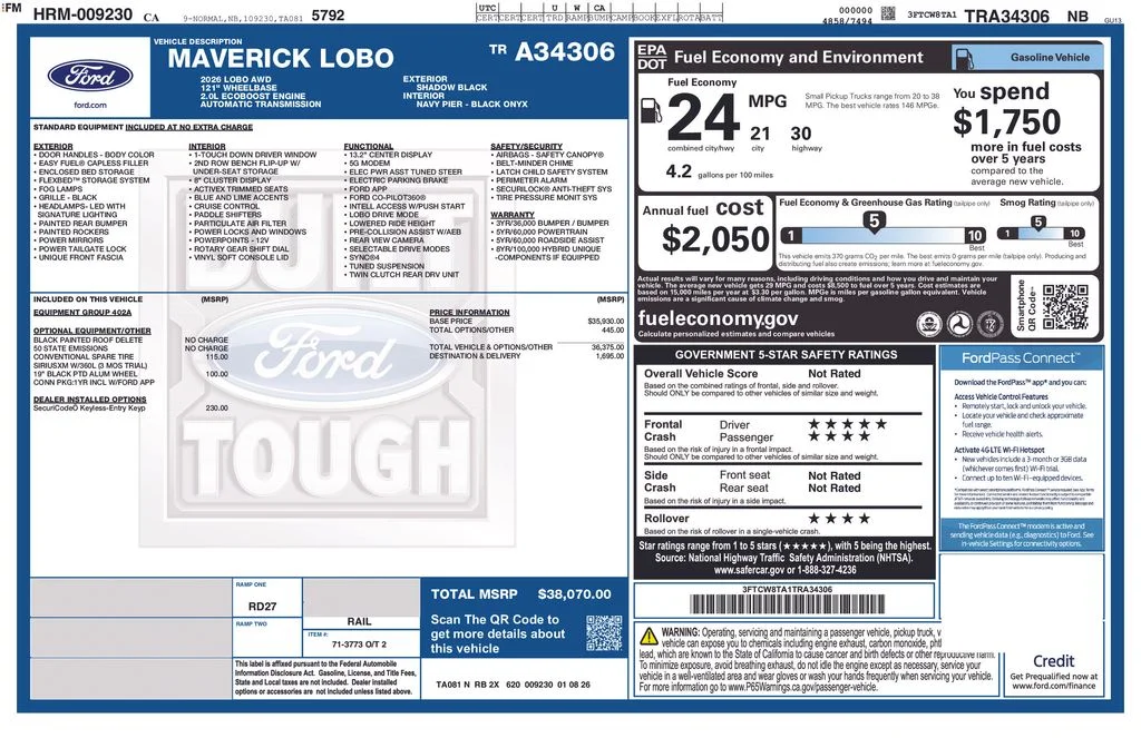 New 2026 Shadow Black Ford Lobo Standard image 2