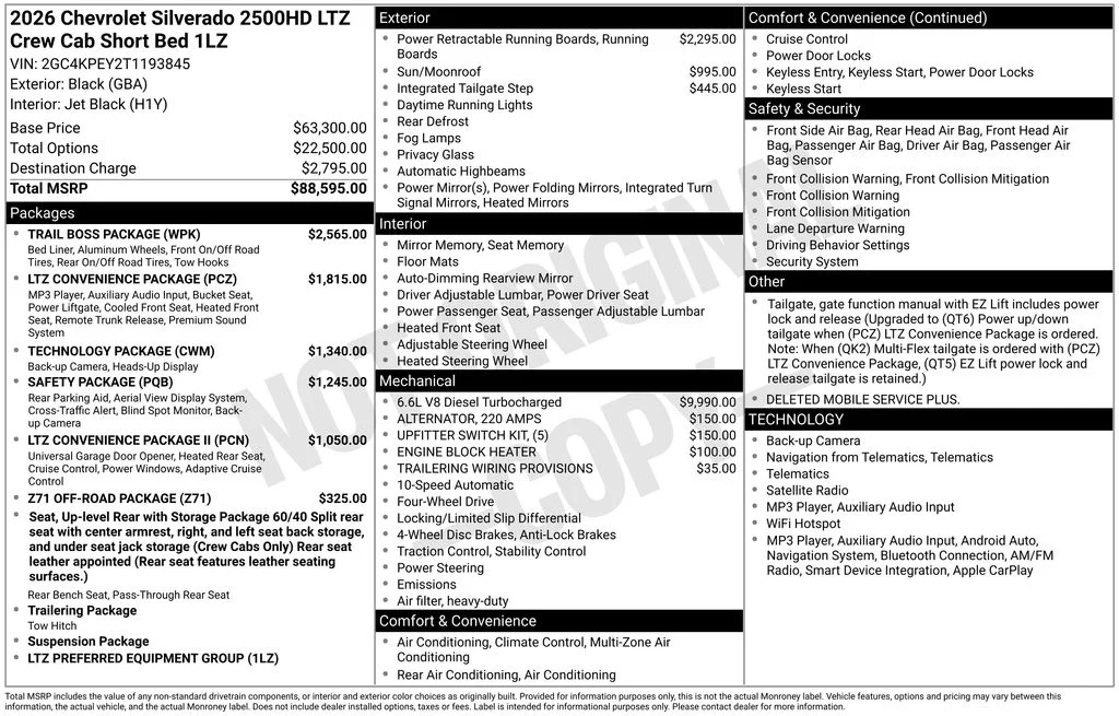 New 2026 Black Chevrolet LTZ image 33