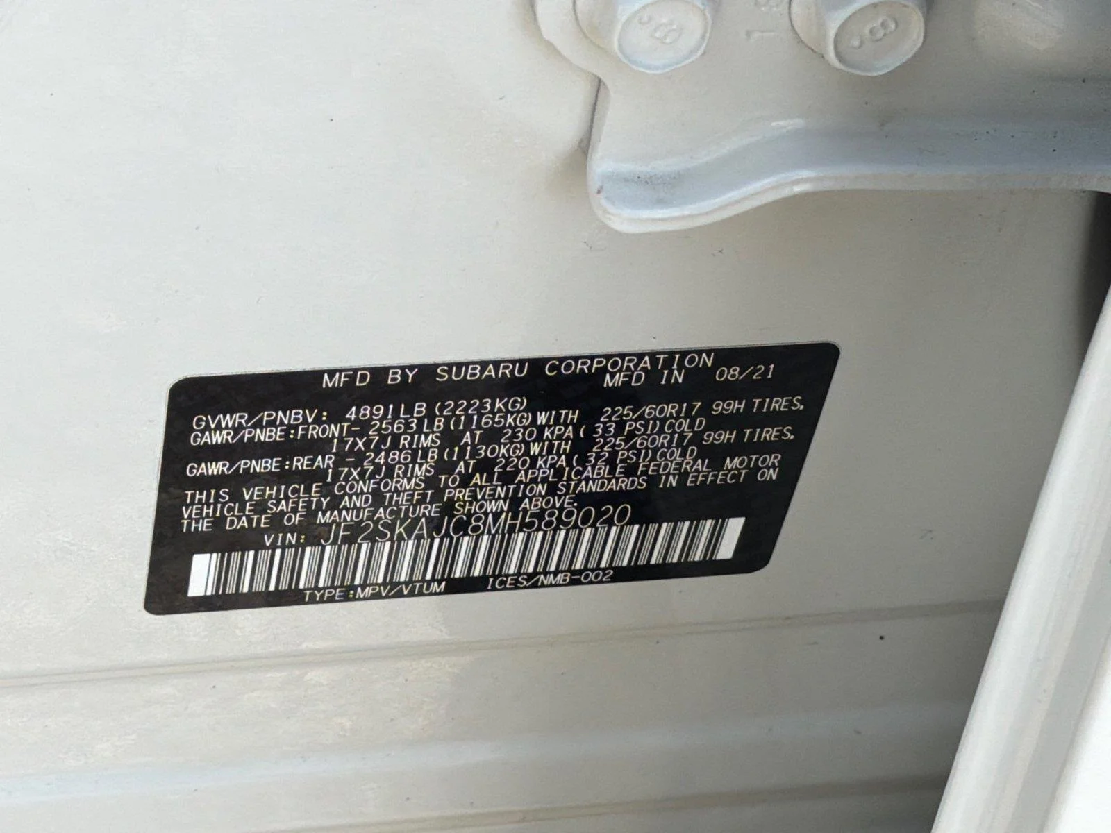 Used 2021 Crystal White Pearl Subaru Premium image 26