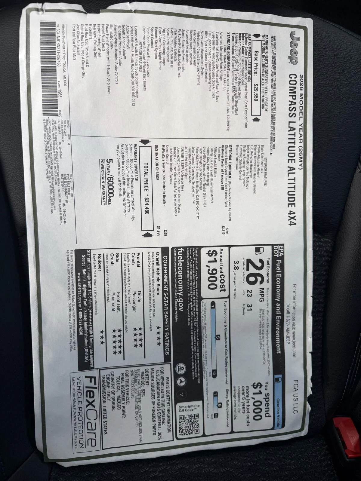 New 2026 Diamond Black Crystal Pearlcoat Jeep Latitude Altitude image 26