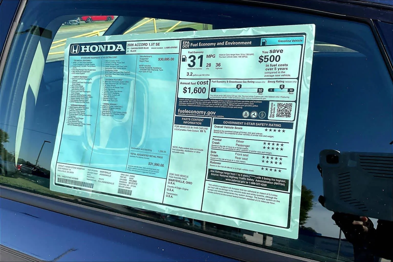 New 2026 Canyon River Blue Metallic Honda SE image 19