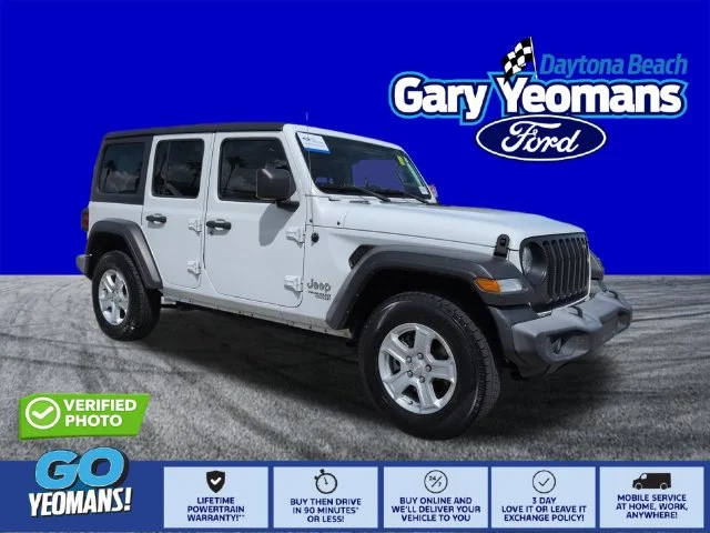 Certified Used 2021 Bright White Clearcoat Jeep Unlimited Sport S image 1