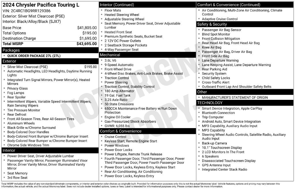 Used 2024 Silver Chrysler Touring L image 7