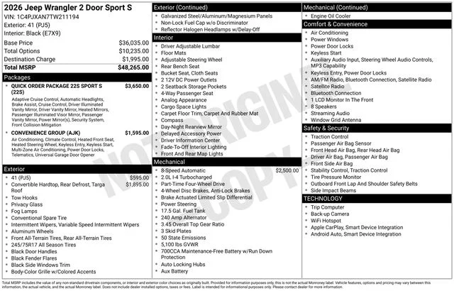 New 2026 41 Exterior Paint Jeep Sport S image 30