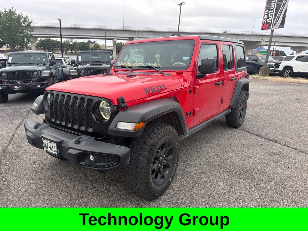 Used 2021 Red Jeep Unlimited Willys image 3