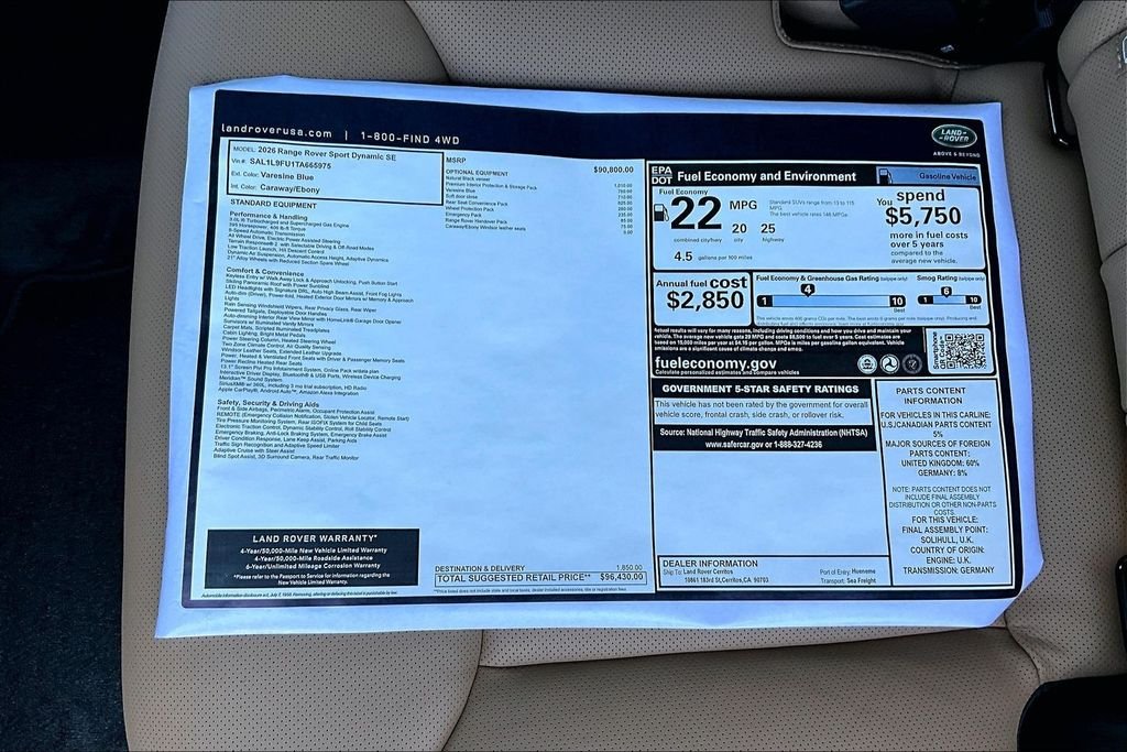 New 2026 VARESINE BLUE Land Rover Dynamic SE image 14