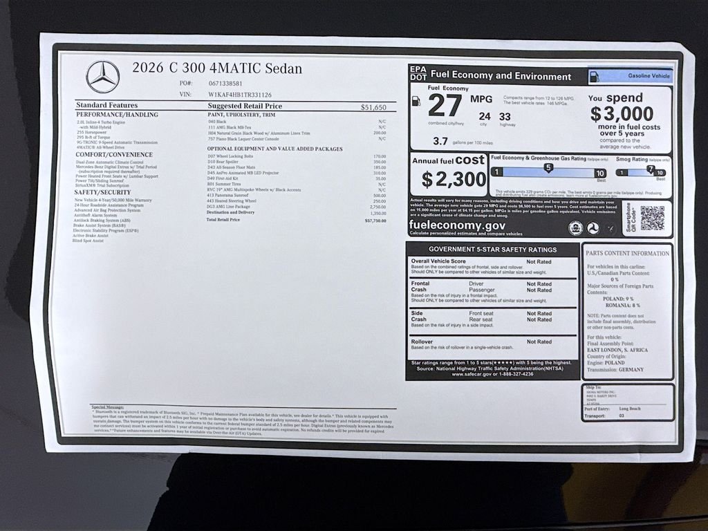 New 2026 Black Mercedes-Benz C 300 image 9