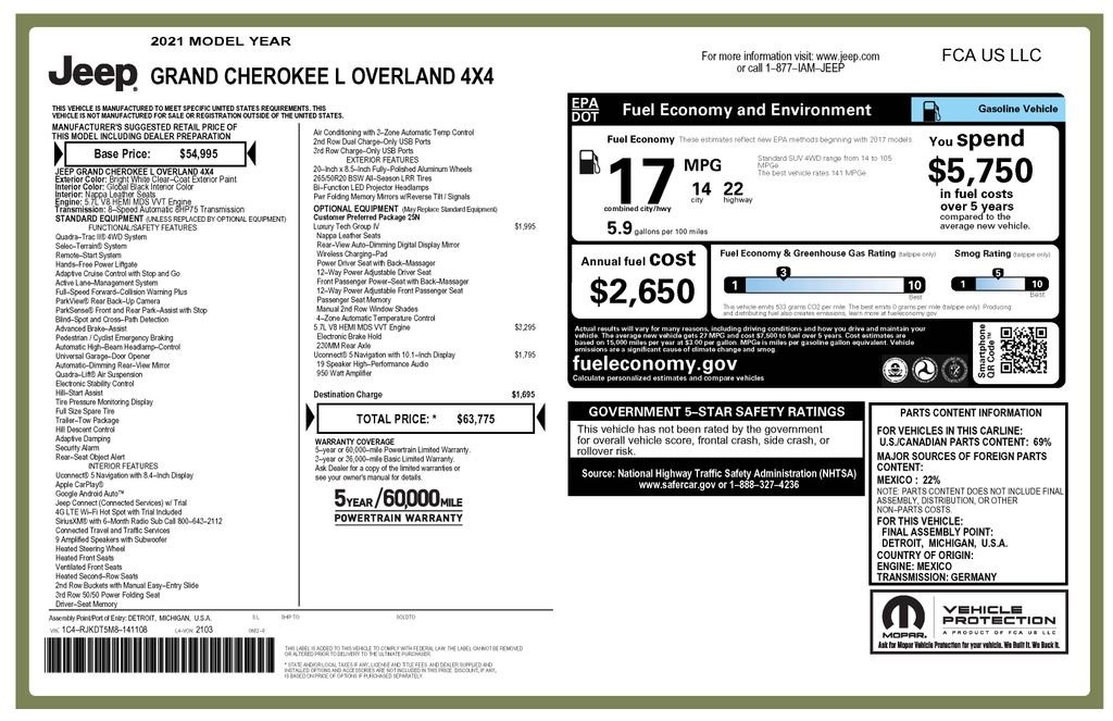 Certified Used 2021 White Jeep Overland image 4