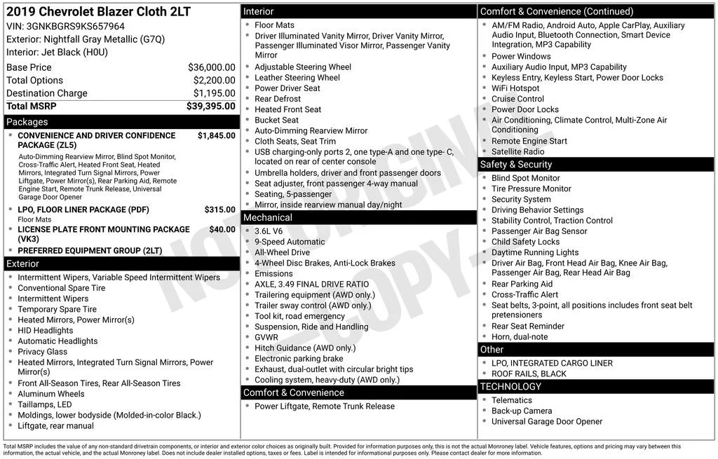 Used 2019 NIGHTFALL GRAY METALLIC Chevrolet 4DR AWD LT image 6