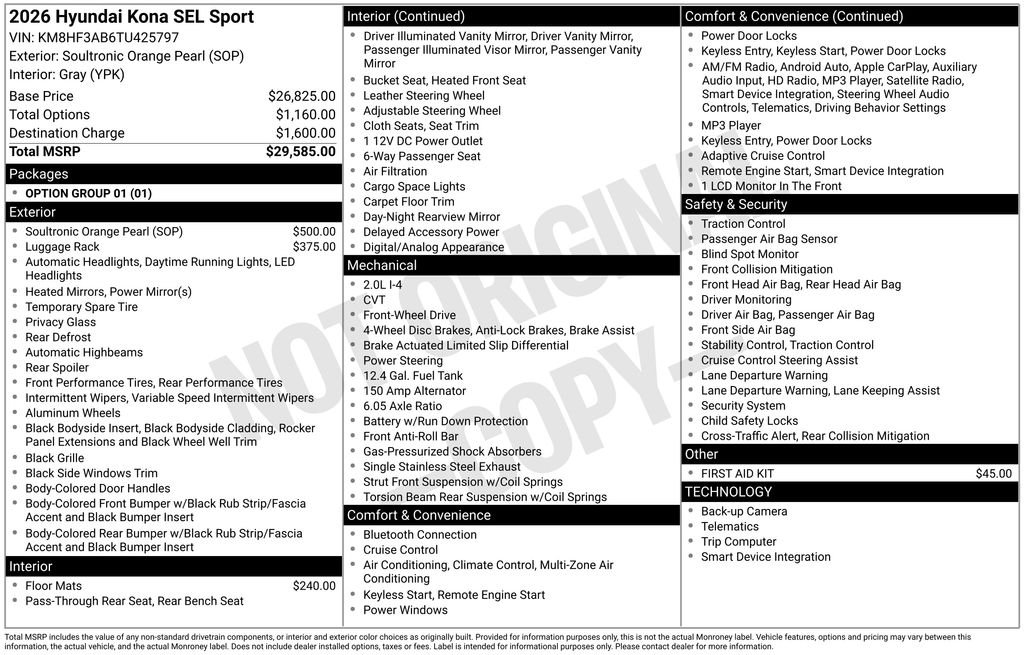 Used 2026 Orange Hyundai SEL Sport image 6