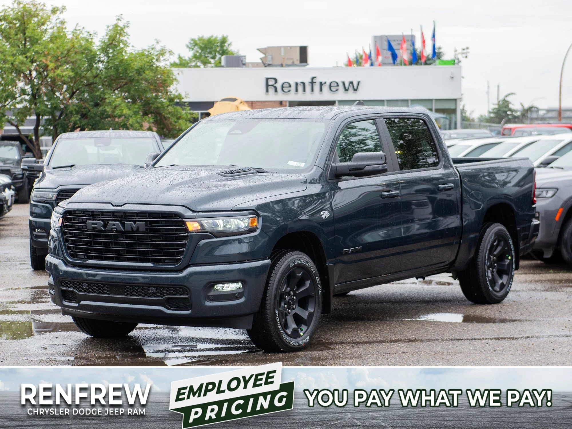 New 2026 Blue RAM Sport* Crew Cab 4x4, HEMI V8, 3.92 Rear Axle Ratio, Panoramic Sunroof image 1