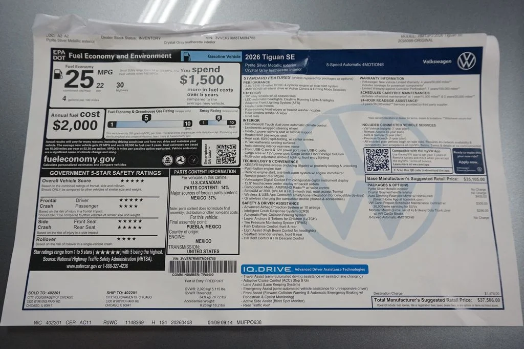 New 2026 Pyrite Silver Metallic Volkswagen 2.0T SE image 32