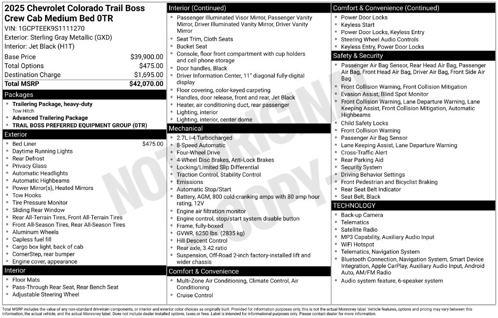 Certified Used 2025 Gray Chevrolet Trail Boss image 39