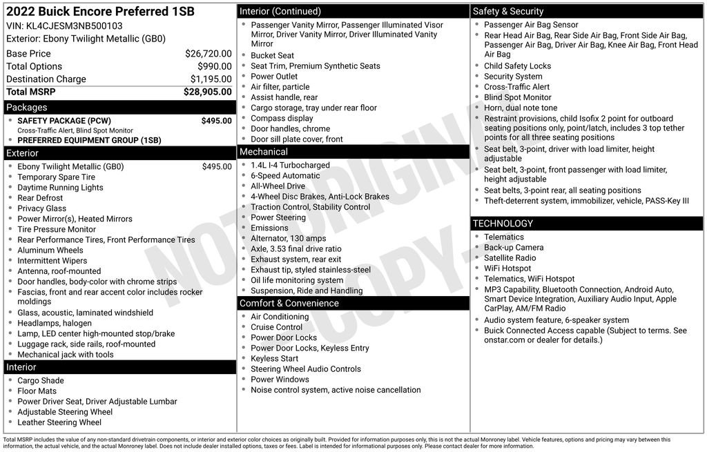 Certified Used 2022 Black Buick Preferred image 24