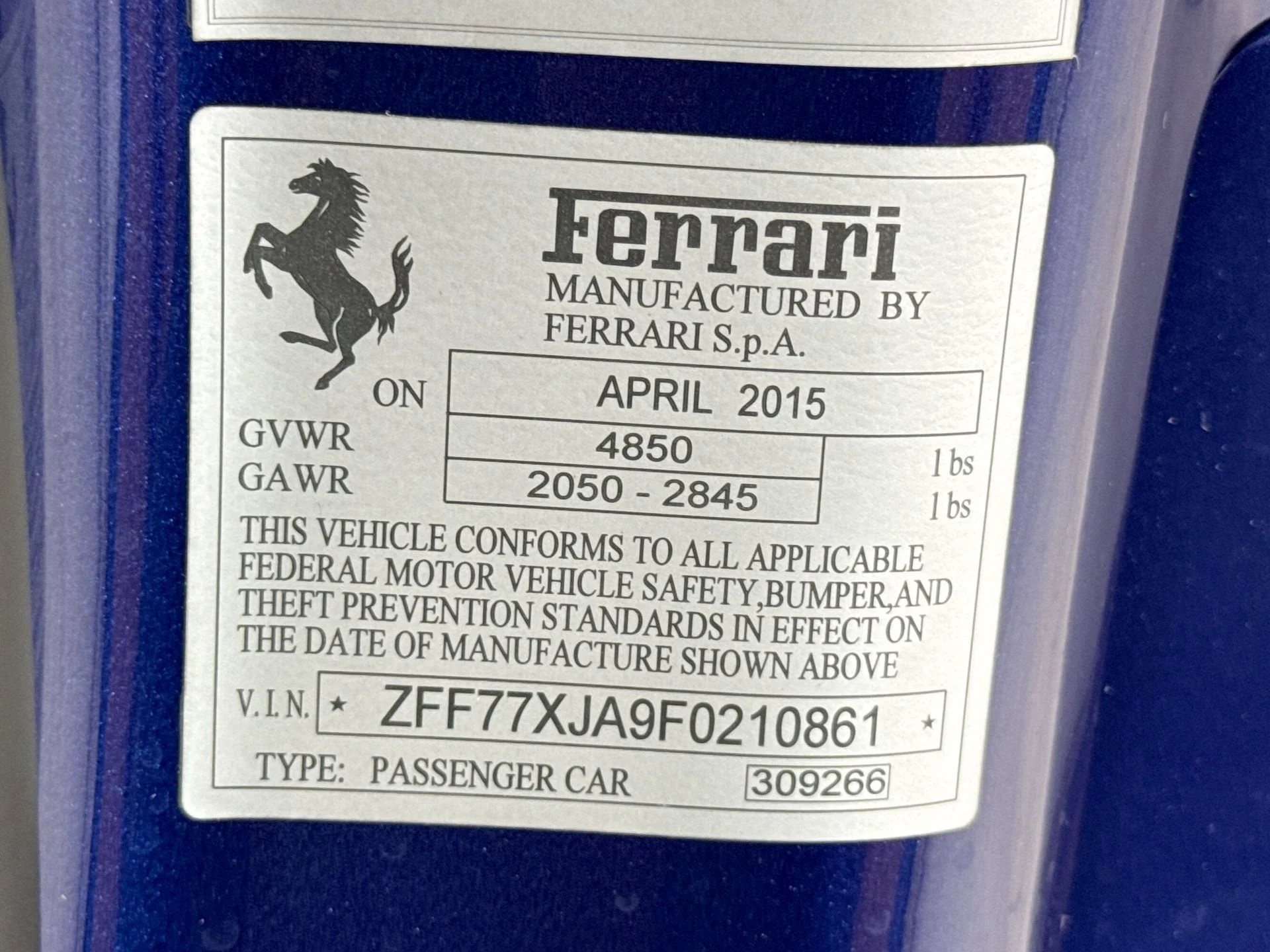 Certified Used 2015 Blu Tour De France Ferrari T image 27