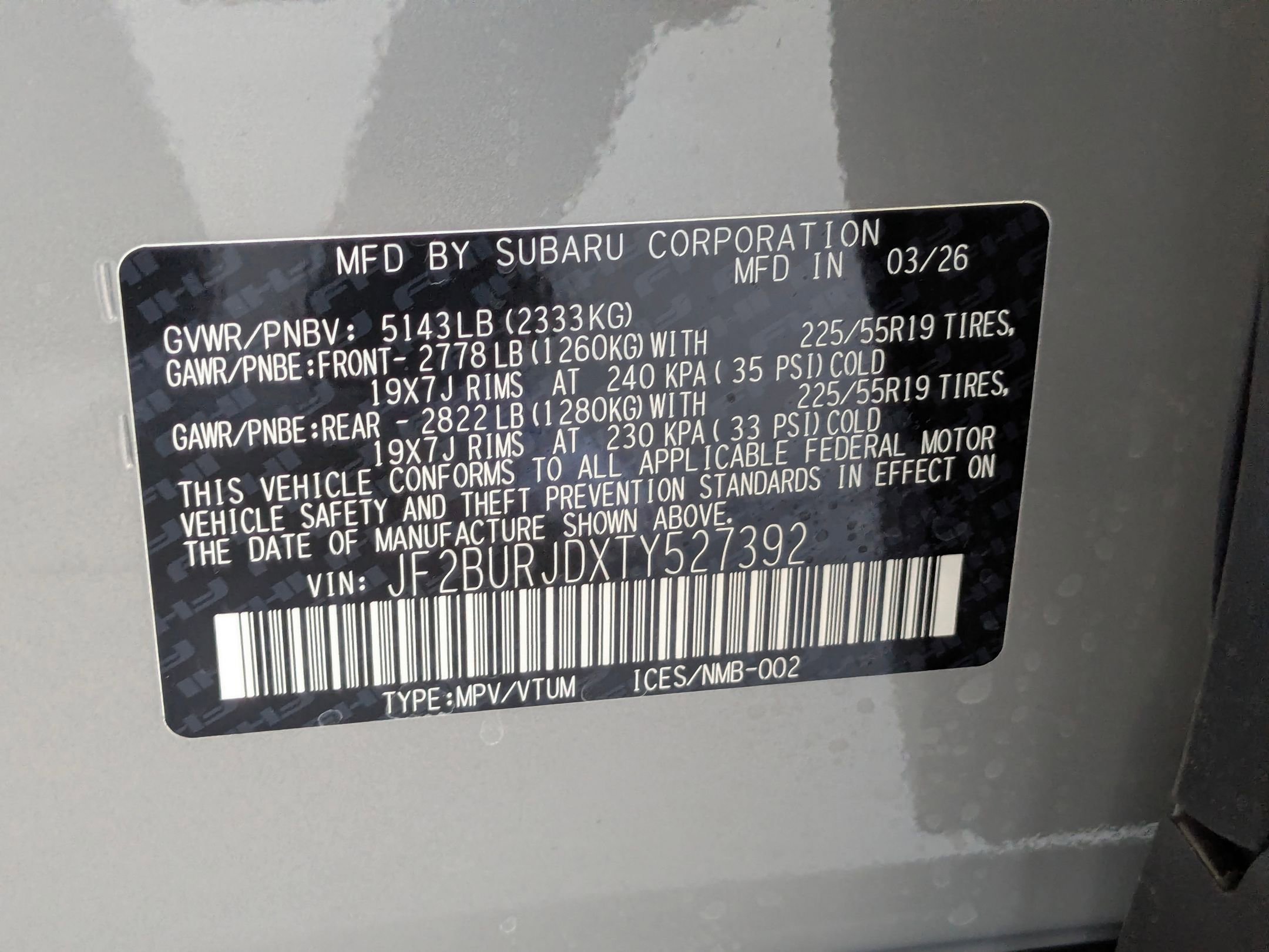 New 2026 RIVER ROCK PEARL Subaru Touring XT image 16