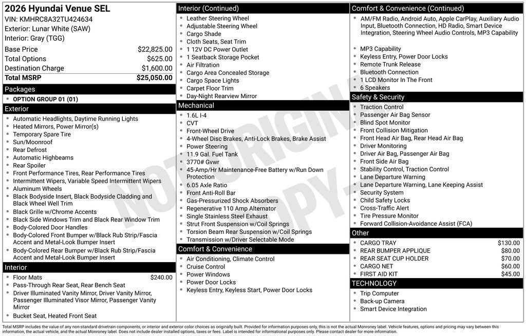 New 2026 White Hyundai SEL image 25