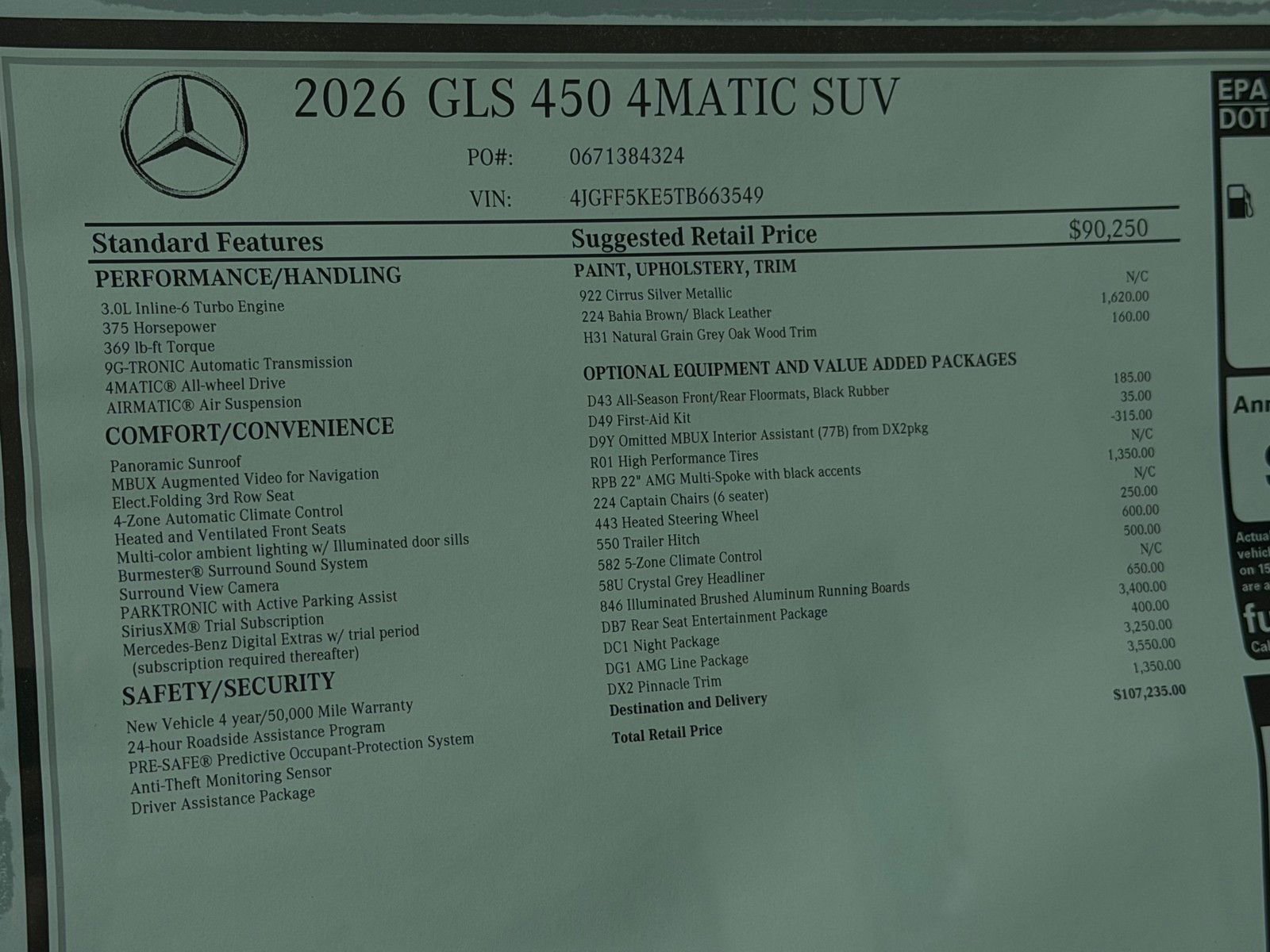 New 2026 Cirrus Silver Metallic Mercedes-Benz GLS 450 image 52
