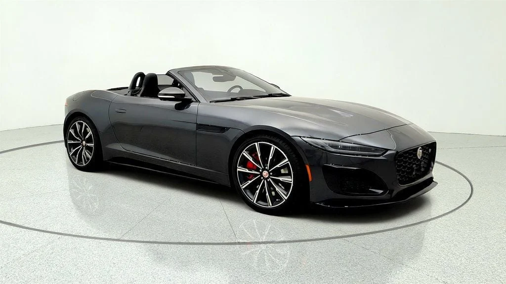 Used 2023 Carpathian Grey Premium Metallic Jaguar R Convertible AWD w/ Extended Leather & Black Calipers image 3