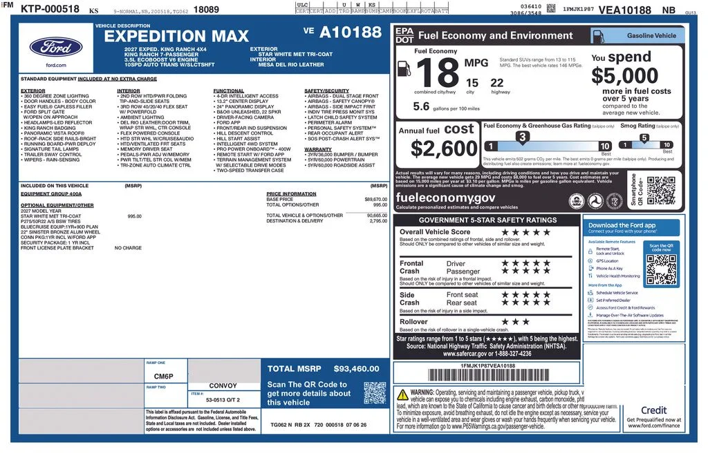 New 2027 Star White Metallic Tri-Coat Ford MAX King Ranch® image 33