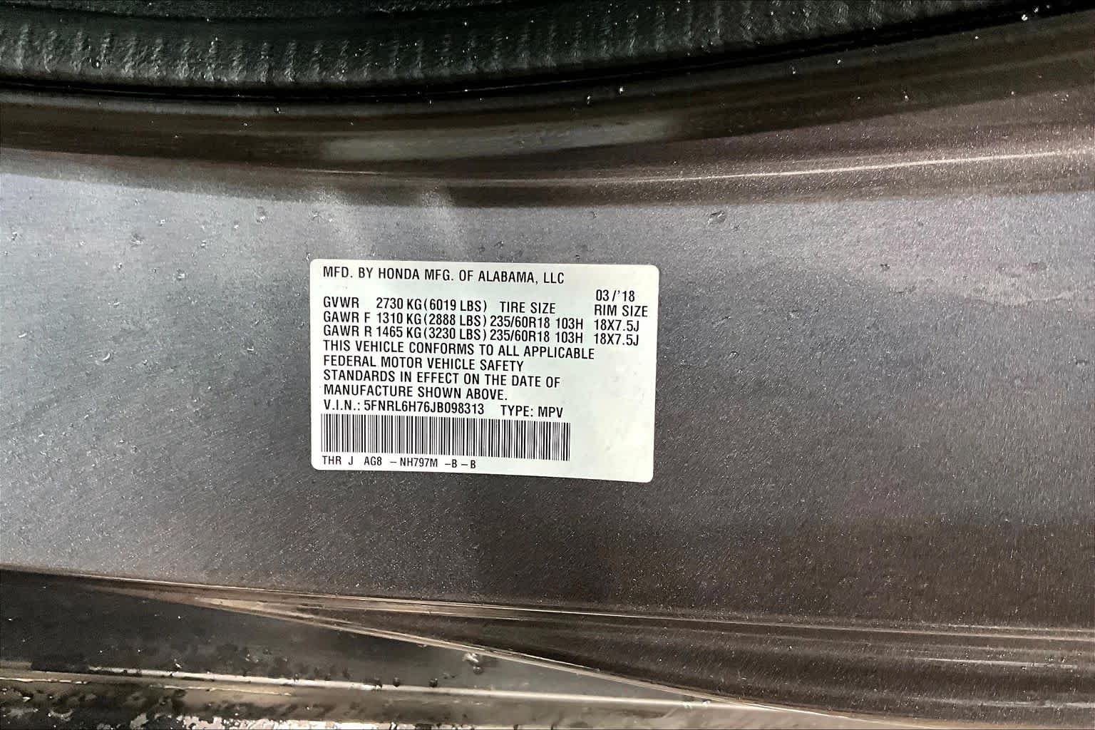 Used 2018 Modern Steel Metallic Honda EX-L image 33