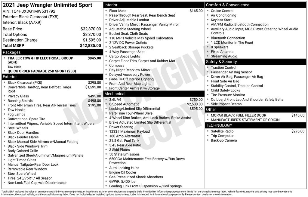 Used 2021 Black Jeep Unlimited Sport image 42
