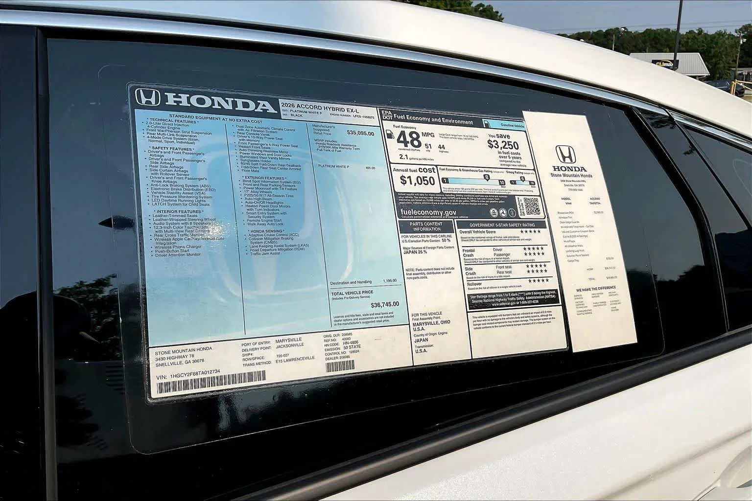 New 2026 Platinum White Pearl Honda EX-L image 20