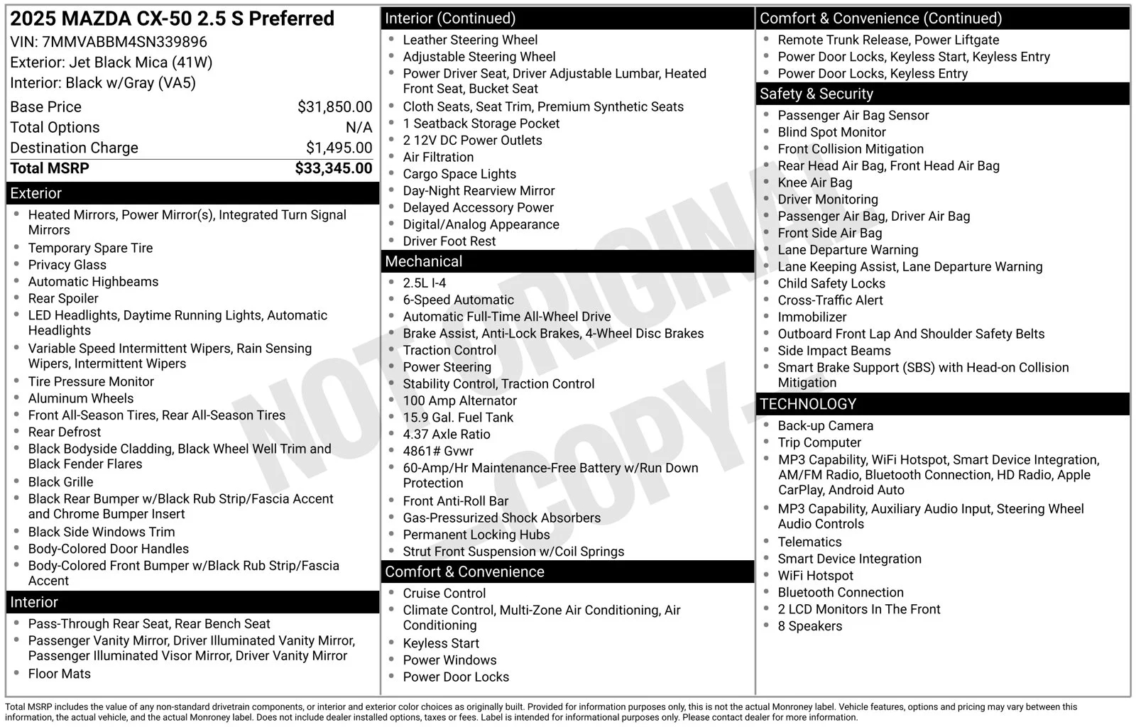 Certified Used 2025 Jet Black Mica Mazda 2.5 S Preferred Package image 25