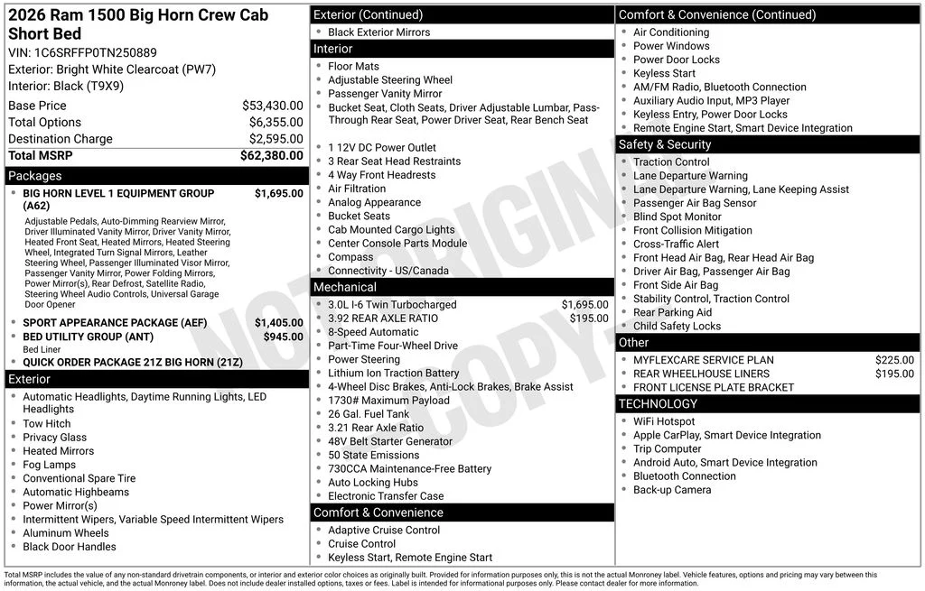 New 2026 Bright White Clearcoat RAM Big Horn/Lone Star image 6