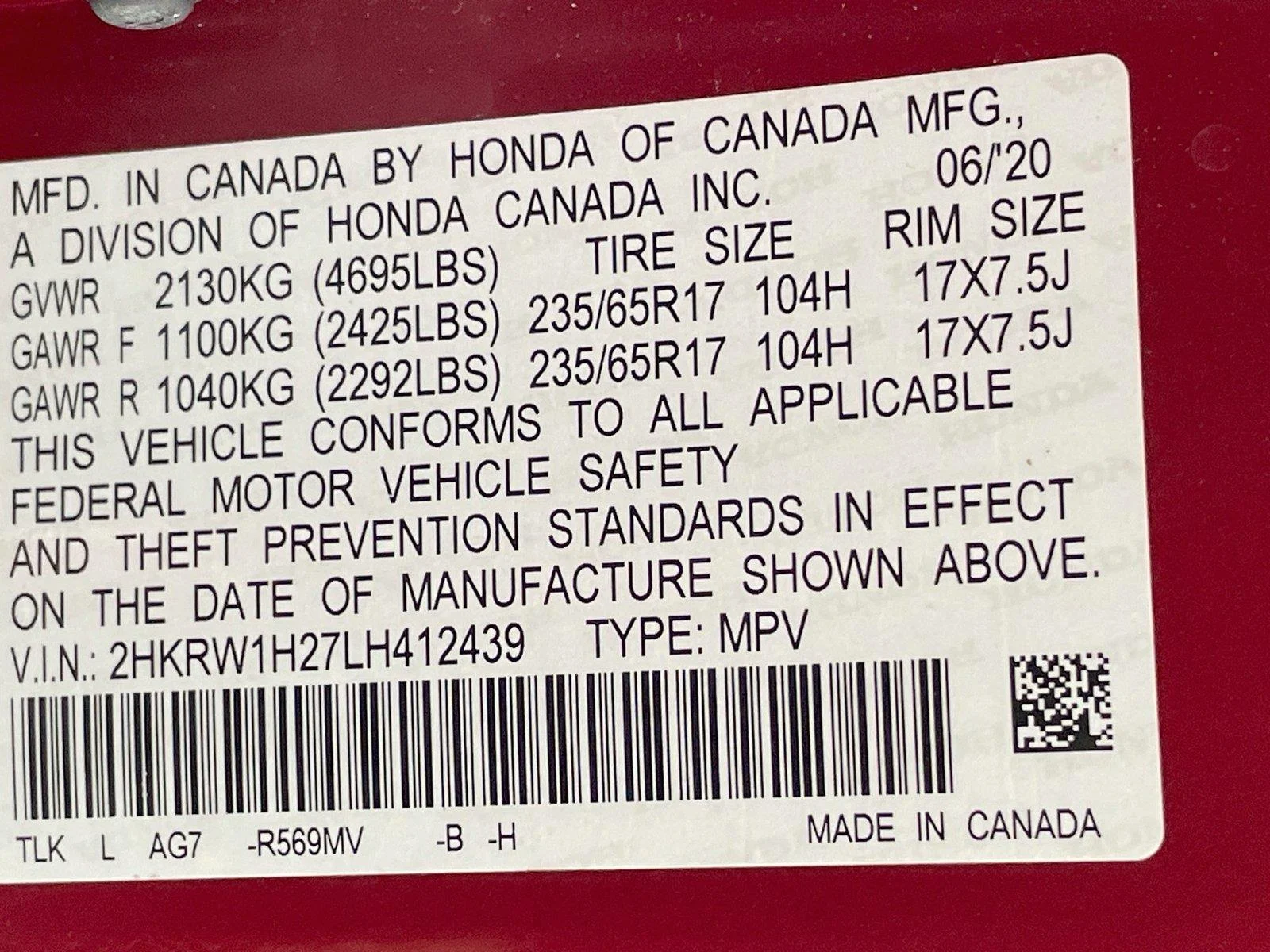 Certified Used 2020 Radiant Red Metallic Honda LX image 34