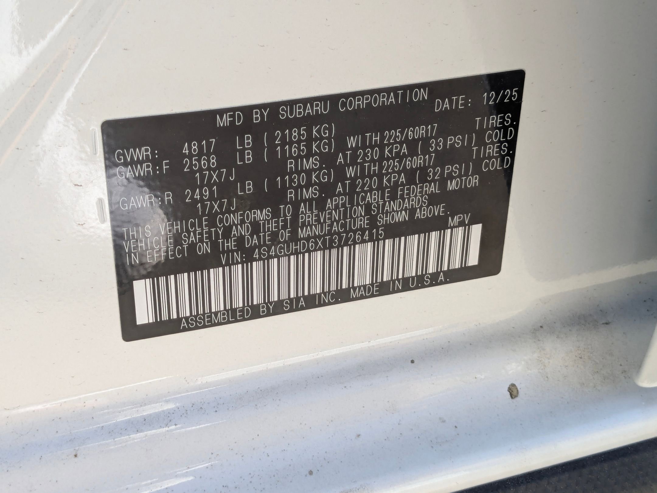 New 2026 Crystal White Pearl Subaru Premium image 15
