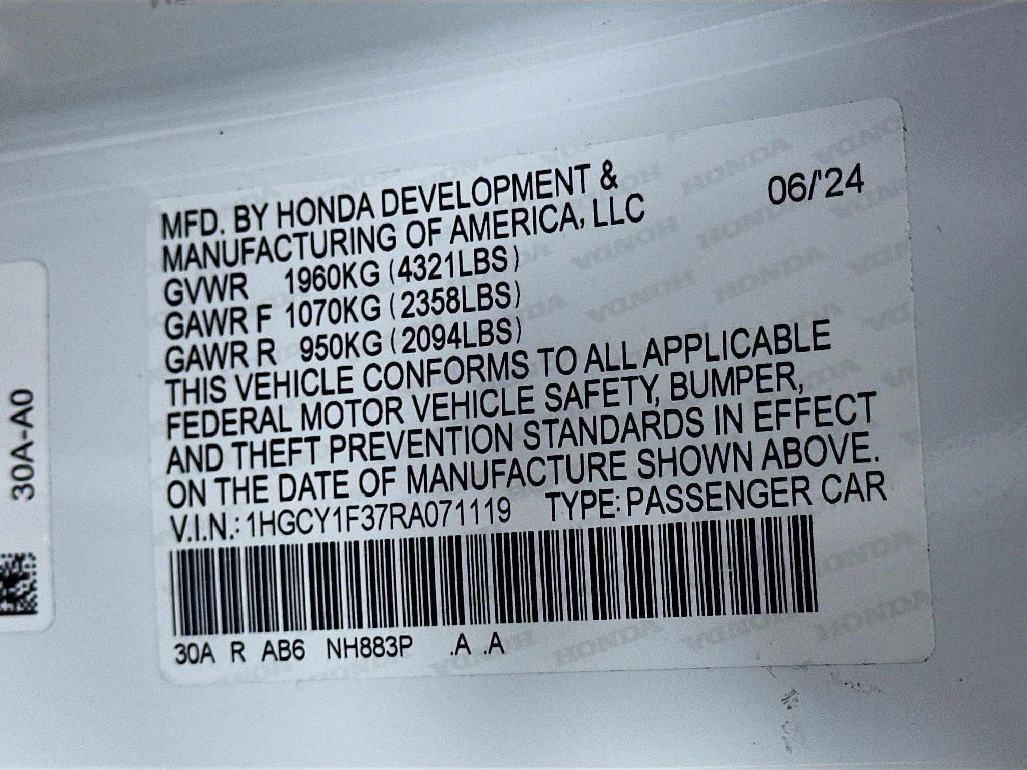 Used 2024 Platinum Honda EX image 35